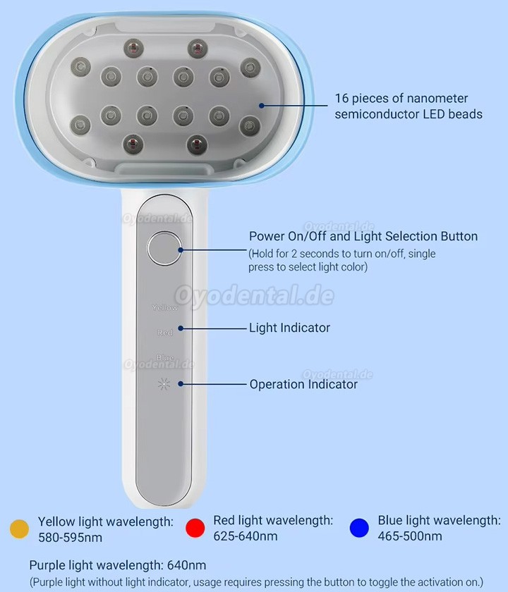Dental LED Bleaching Lampe Kaltlicht Zahnaufhellung Beschleuniger Blau Gelb Lila Rot Licht